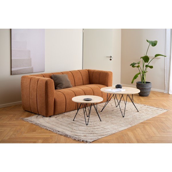 Beež ümmargune marmorimitatsiooniga diivanilaud ø 55 cm Prunus - Actona-image-3