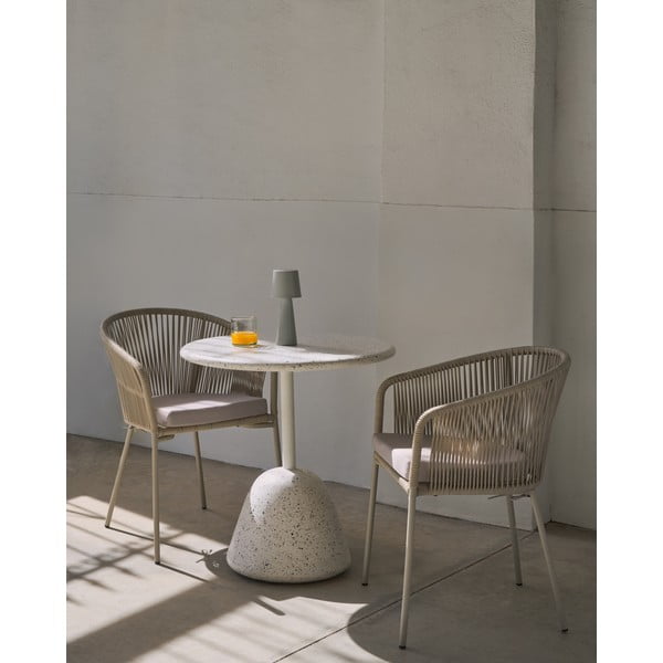 Valge terrazzo ümmargune söögilaud ø 70 cm Saura - Kave Home-image-2