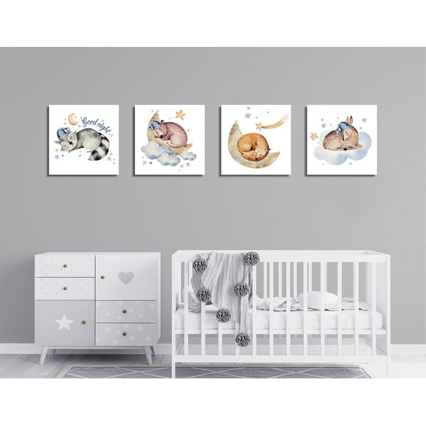 Maalid 4 tk komplektis 30x30 cm Good Night - Wallity-image-2