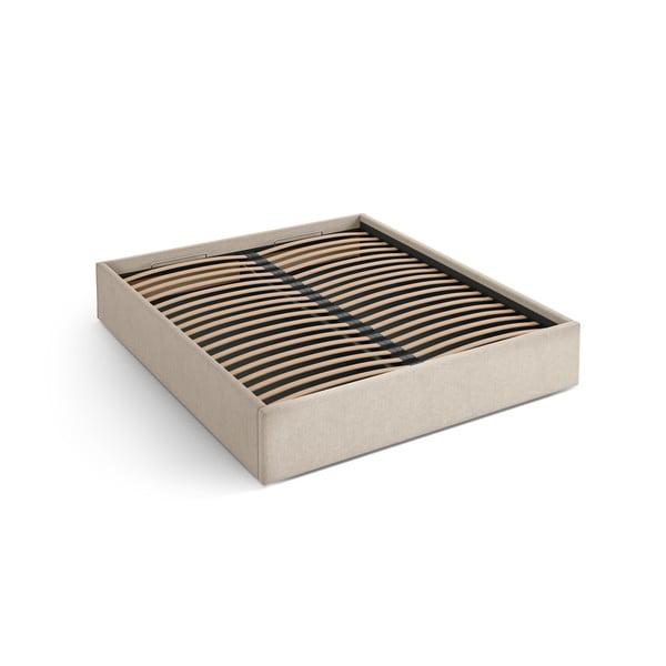 Helepruun polsterdatud kaheinimesevoodi panipaigaga/ilma peatsita, koos raamiga 200x200 cm Susan – Micadoni