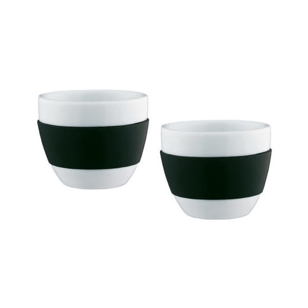 AROMA, 2 porcelánové espresso šálky, černé