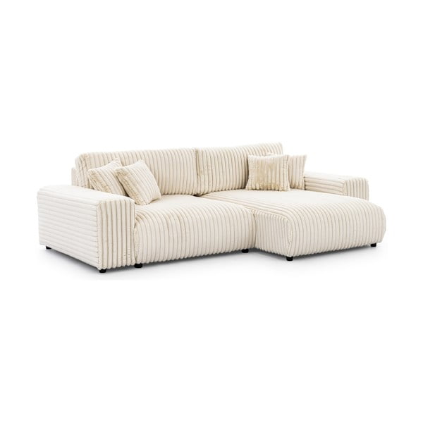 Kreem velvetist nurgadiivanvoodi koos panipaigaga (parem nurk) Sarina - Ropez