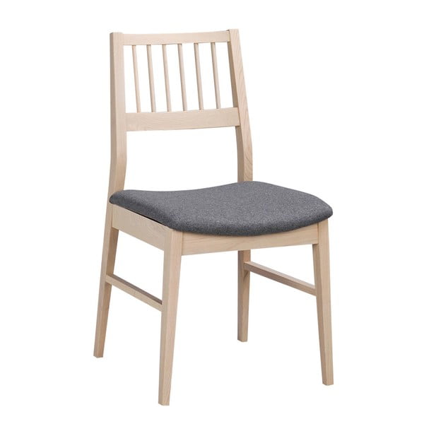 Matně lakovaná dubová židle se šedým sedákem Folke  Hod