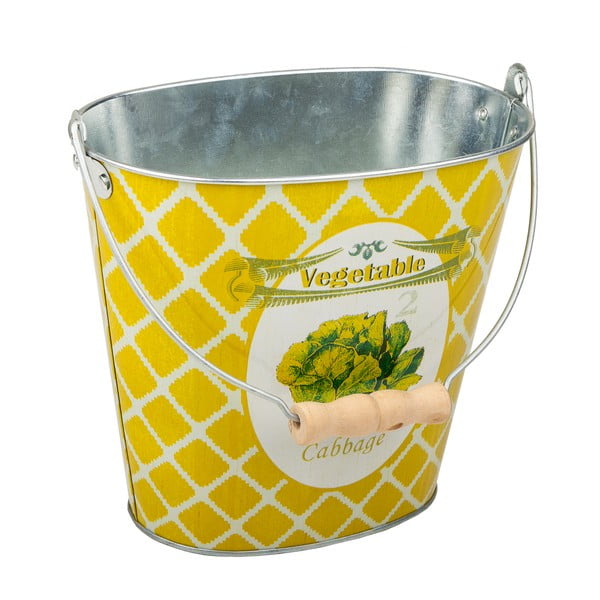 Žlutý kovový kyblík Vegetables, výška 15,5 cm