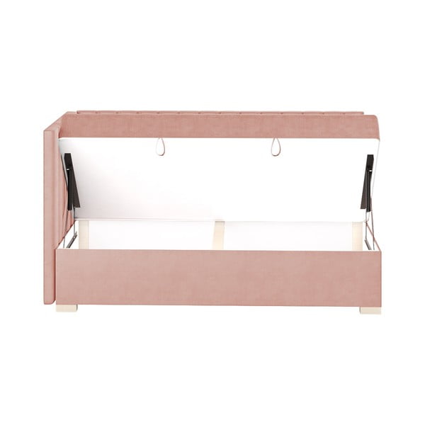 Roosa nurga lastevoodi koos madratsiga koos hoiuruumiga 90x200 cm Snugi – Ghado-image-4