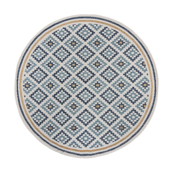 Kollane-sinine ümmargune sise- ja välisvaip ø 160 cm Zia Trellis - Flair Rugs