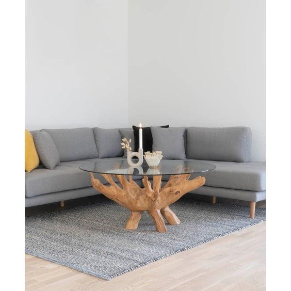Ümmargune klaasplaadiga diivanilaud ø 110 cm Amazonas – House Nordic-image-1
