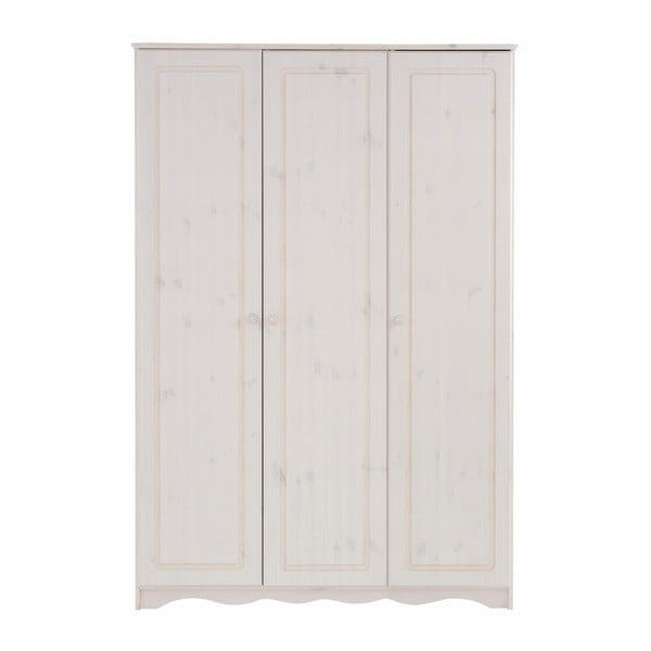Bílá třídveřová šatní skříň z masivního borovicového dřeva Støraa Amanda