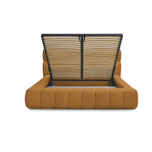 Sinepivärvi polsterdatud kaheinimesevoodi koos panipaiga ja voodipõhjaga 160x200 cm Mont Blanc - Bobochic Paris-image-3