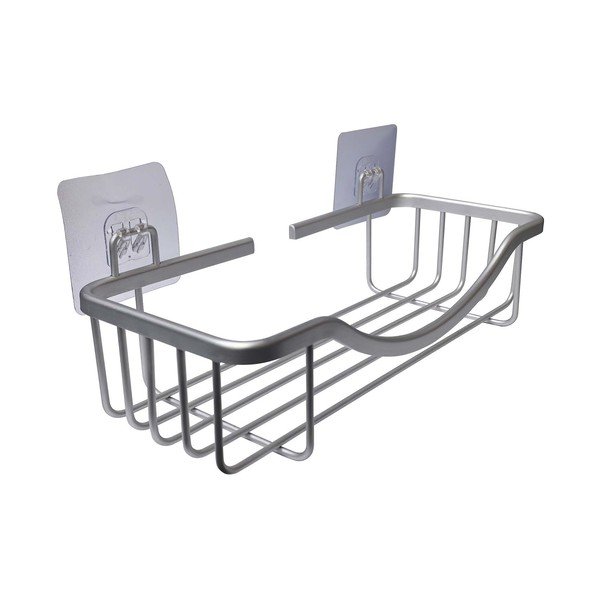 Alumiiniumist vannitoa riiul ilma puurimiseta läikiva hõbedase värviga Filaire Aluminium - douceur d'intérieur-image-1