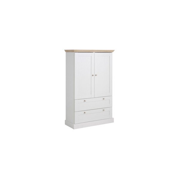 Bílá dvoudveřová šatní skříň s detaily v dubovém dekoru Støraa Bruce-image-1