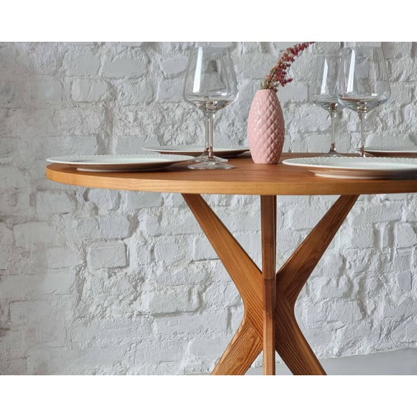 Ümmargune söögilaud saarespoonist lauaplaadiga ø 90 cm Jubi - Ragaba-image-2