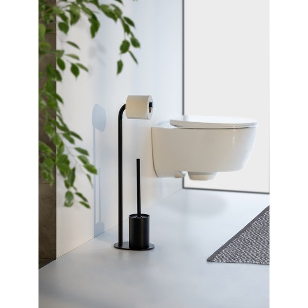 Must terasest WC-paberi hoidik koos harjaga Levante - Wenko-image-1