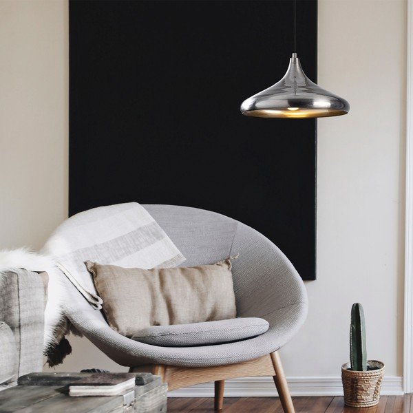 Hõbedane rippvalgusti metallist varjuga ø 35 cm Berceste - Opviq lights-image-1