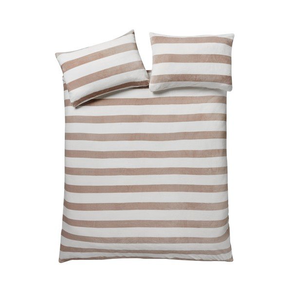 Kaheinimese voodipesu lambaga naturaalses värvitoonis 200x200 cm Cosy Sherpa Stripe - Catherine Lansfield