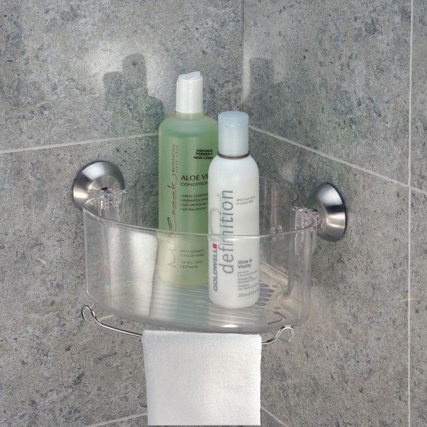 Transparentní rohový samodržící košík iDesign Soap Shower-image-1
