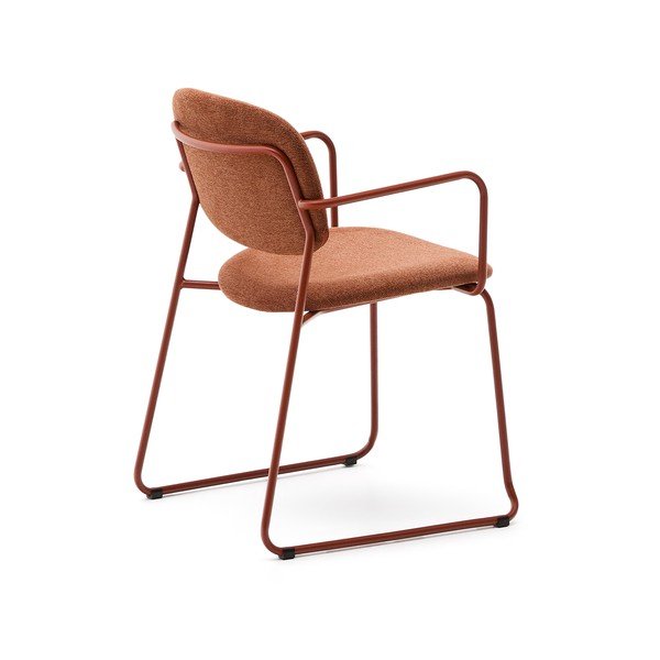 Terrakottapunane metallist söögitool käetugedega Meli - Kave Home-image-4