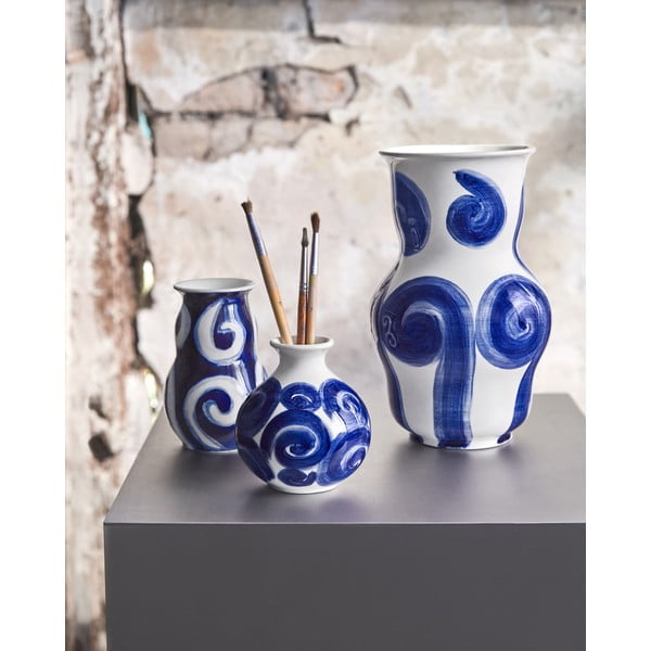Sinine käsitsi maalitud keraamiline vaas Tulle - Kähler Design-image-2