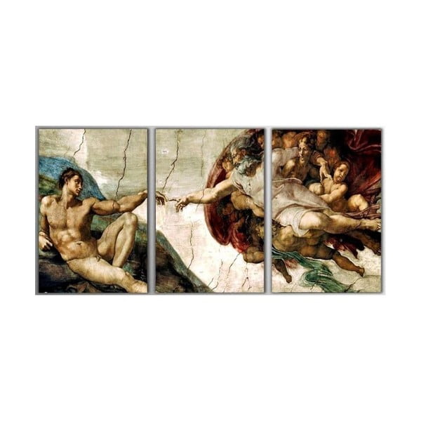 3dílný obraz The Creation of Adam, 45x90 cm
