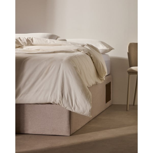 Beež polsterdatud kaheinimesevoodi koos panipaigaga 160x200 cm Matters - Kave Home-image-2