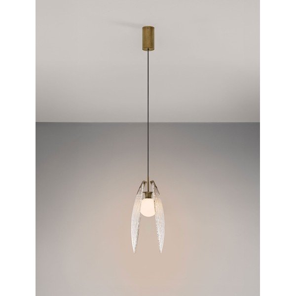 Messingivärvi terasest LED-ripplamp klaasist varjuga Shelina - Nova Luce-image-3