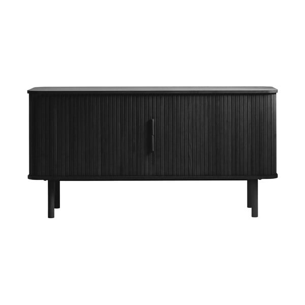 Must tammedekooriga lükandustega madal kummut 76x160 cm Cavo - Unique Furniture