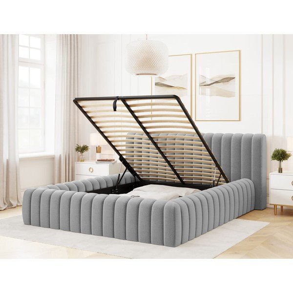 Helehall polsterdatud kaheinimesevoodi koos panipaiga ja voodipõhjaga 180x200 cm Carilla - ELTAP-image-1