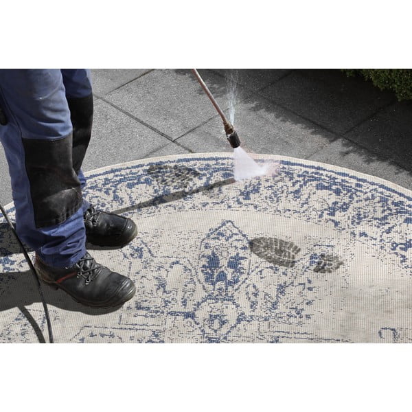 Sinine ja kreemikas õuevaip , ø 140 cm Borbon - NORTHRUGS-image-2