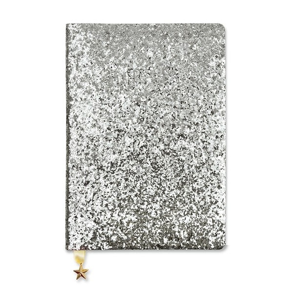 Zápisník A5 ve stříbrné barvě GO Stationery All That Glitters Sequin