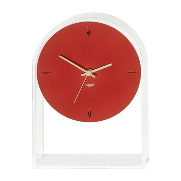 Červeno-transparentní stolní hodiny Kartell Air Du Temps