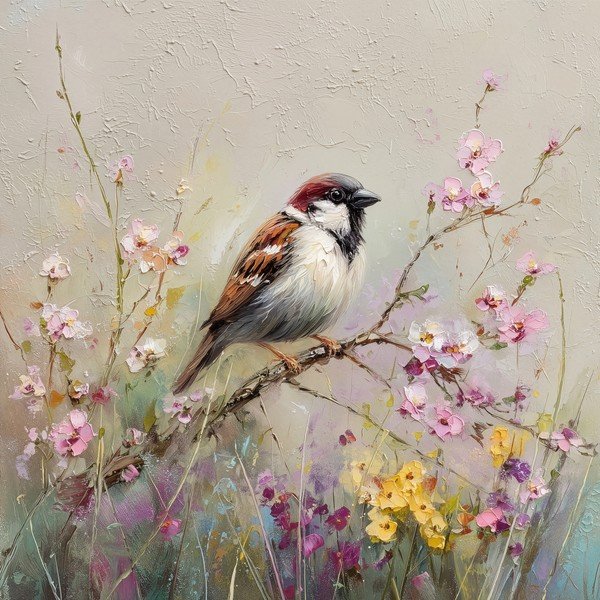 Trükitud pilt lõuendil 32x32 cm Sparrow - Styler