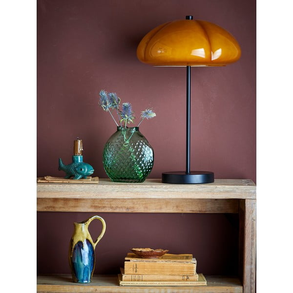 Ookerkollane lauavalgusti klaasist varjuga (kõrgus 46,5 cm) Kinoko - Bloomingville-image-1