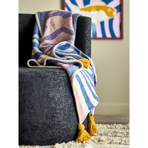 Sinine puuvillaseguga tekk 130x160 cm Arlie - Bloomingville-image-1