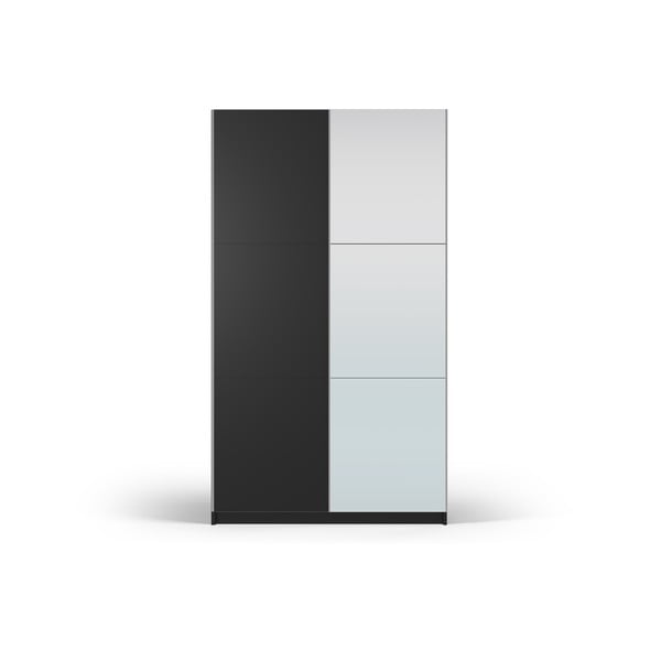 Must peegli- ja lükandustega riidekapp 122x215 cm Lisburn - Cosmopolitan Design