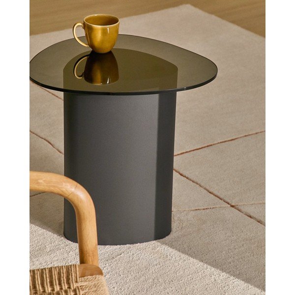 Klaasist pealispinnaga abilaud 47x48 cm Olir - Kave Home-image-1
