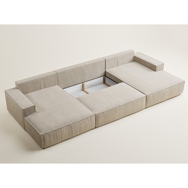 Beež šenilldiivanvoodi/panipaigaga nurgadiivan (U-kujuline) Kyoto - Maison de Rêve-image-4