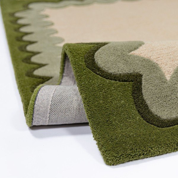 Roheline/naturaalne käsitsi kootud villane jooksja 80x230 cm Wiggle Wool - Flair Rugs-image-3