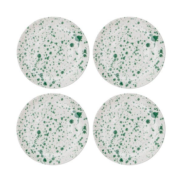Valge-rohelised magustoidutaldrikud 4 tk komplektis, kiviplaadist ø 18 cm Carnival - Ladelle-image-2