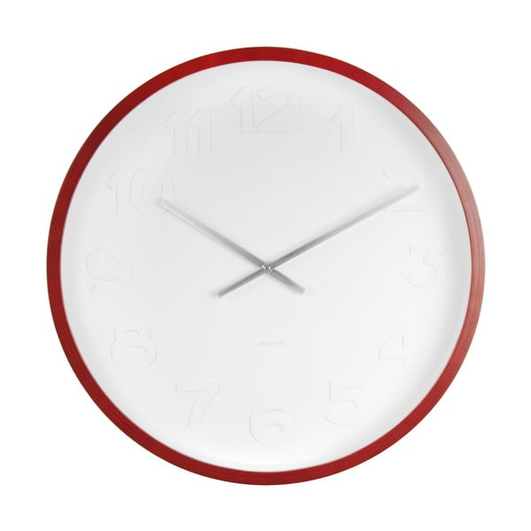 Červeno-bílé nástěnné hodiny Karlsson Mr Woody Numbers, ⌀ 37,5 cm