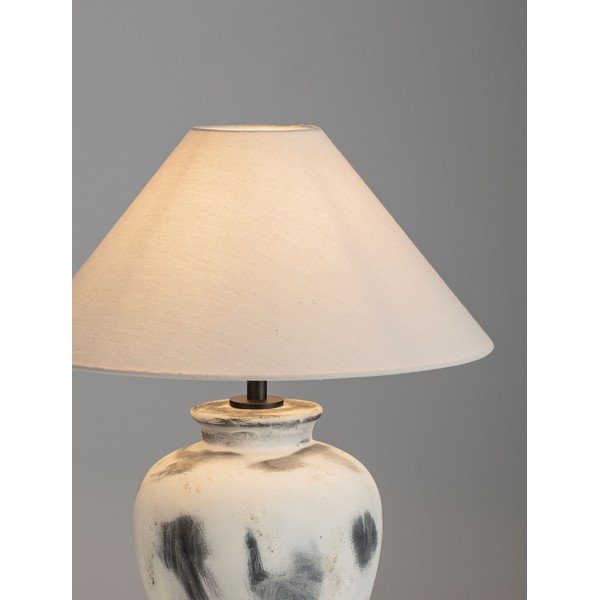 Valge/hall keraamiline laualamp tekstiilist varjuga (kõrgus 55 cm) Lupe - Nova Luce-image-1