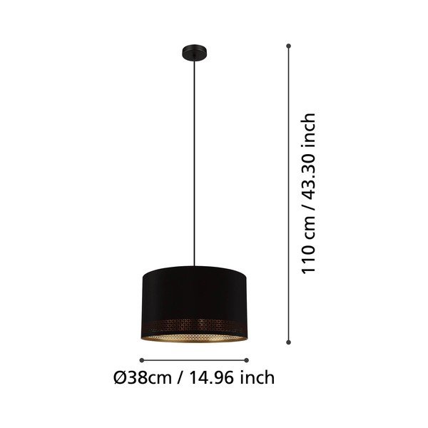 Must rippvalgusti tekstiilist varjuga ø 38 cm ESTEPERRA - EGLO-image-2