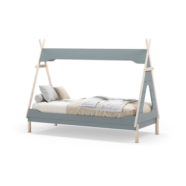 Petrooleumivärvi männipuidust lastevoodi 90x190 cm Nora - Marckeric-image-2