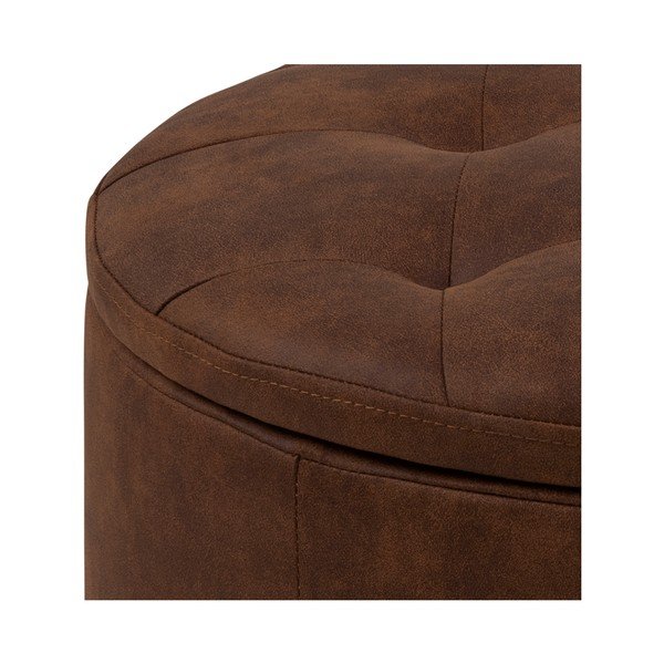 Konjaki pruun pouf kunstnahast , ⌀ 60 cm Retina - Actona-image-3