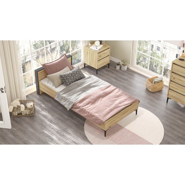 Naturaalset värvi üheinimesevoodi koos voodipõhjaga 90x200 cm AR5 – Kalune Design-image-1