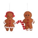 Käsitsi valmistatud tekstiilist jõulukaunistused, 2 tk, 6,5 cm Gingerbread Couple – Sass & Belle