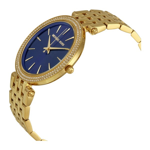 Dámské hodinky ve zlaté barvě s modrým ciferníkem Michael Kors Darci-image-1