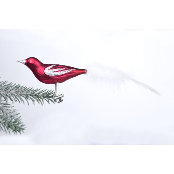 3 punasest klaasist jõulukaunistuste komplekt linnukujulisena - Ego Dekor