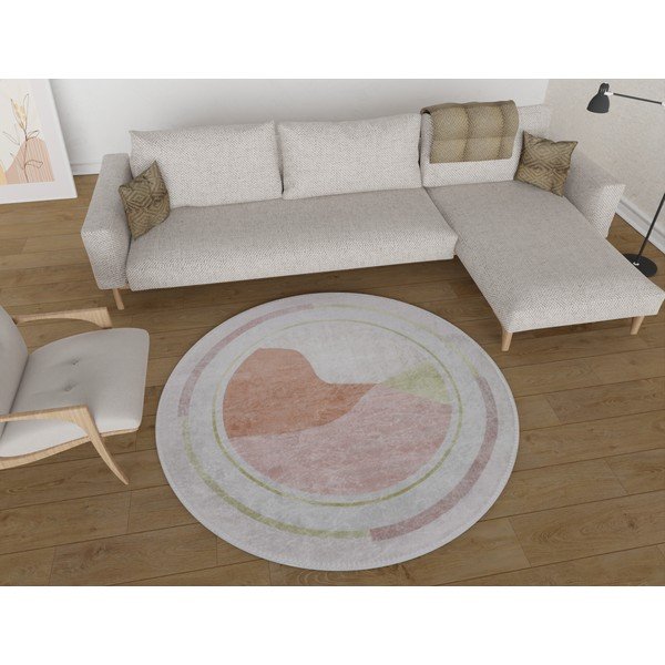 Oranž-kreem pestav ümmargune vaip ø 120 cm Yuvarlak - Vitaus-image-1
