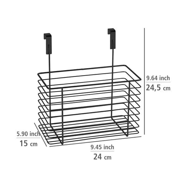 Must rippuv metallkorv köögiuksele Slim, kõrgus 25 cm - Wenko-image-4