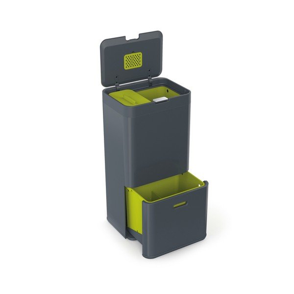 Šedý koš na tříděný odpad Joseph Joseph IntelligentWaste Totem, 60 l